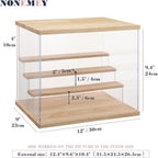 NONEMEY Clear Acrylic Display Case Stand with LED Light 2/3/4/5/6 Tier Storage Box Showcase Dustproof Organizer Box for Collectibles (4Tier 12.4*9.6*10.4inch)