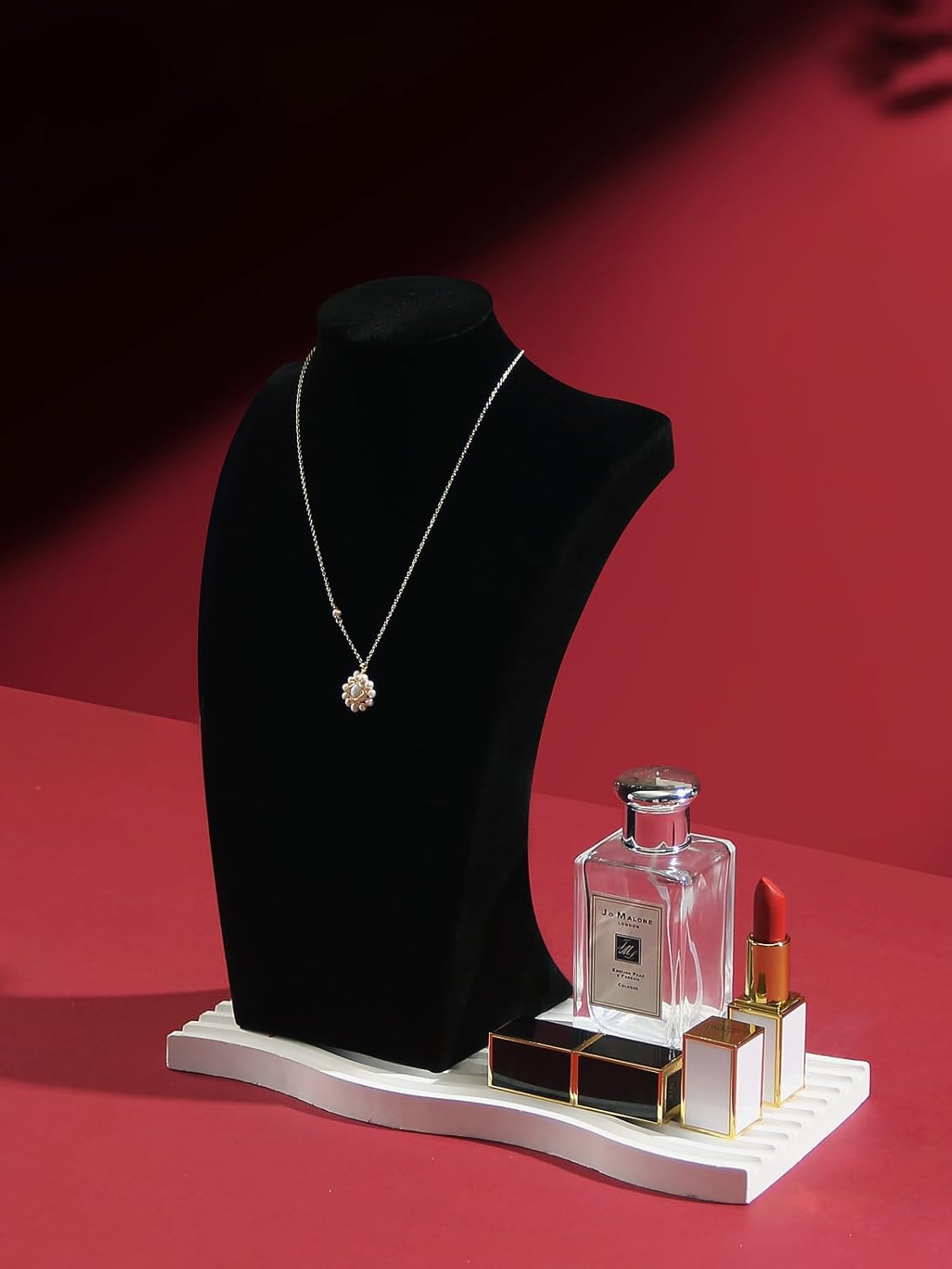 Coward Big Necklace Bust Stand for Selling Show, Black Velvet Necklace Jewelry Display Holder for Home Use or Store Shop Show (13" Hight)