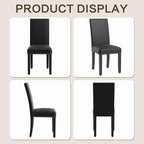 LSSBOUGHT Dining Chairs Set of 2, Modern Dining Room Chair,Upholstered Pu Leather Kitchen Chair with Vintage Copper Nail for Restaurant & Cafe(Black,2pcs)
