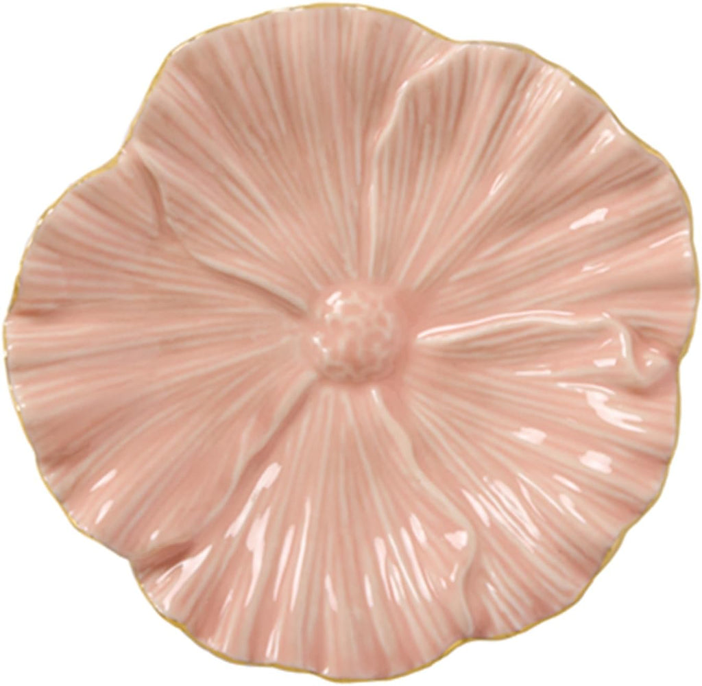 Flower Ring Dish, Ceramic Ring Holder Jewelry Tray Trinket Dish, Fairy Organizer Plate Vanity Decorations, Gifts for Friends Sisters Daughter Mother (Pink)