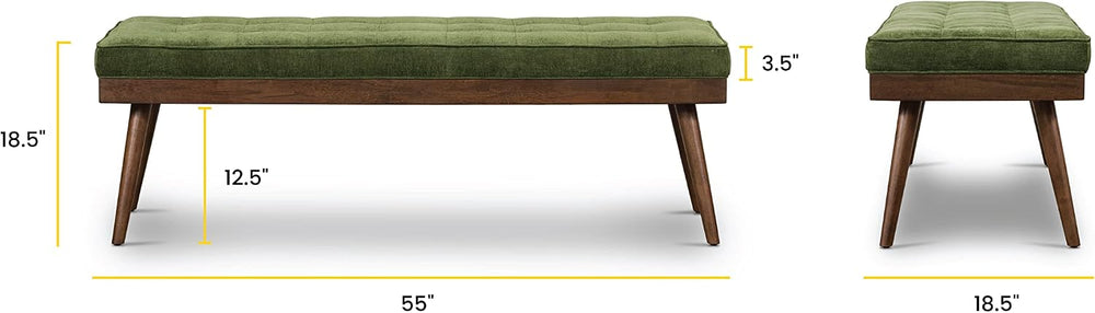 Poly & BARK Luca Fabric Bench – Tufted Upholstered Entryway or Bedroom Be...