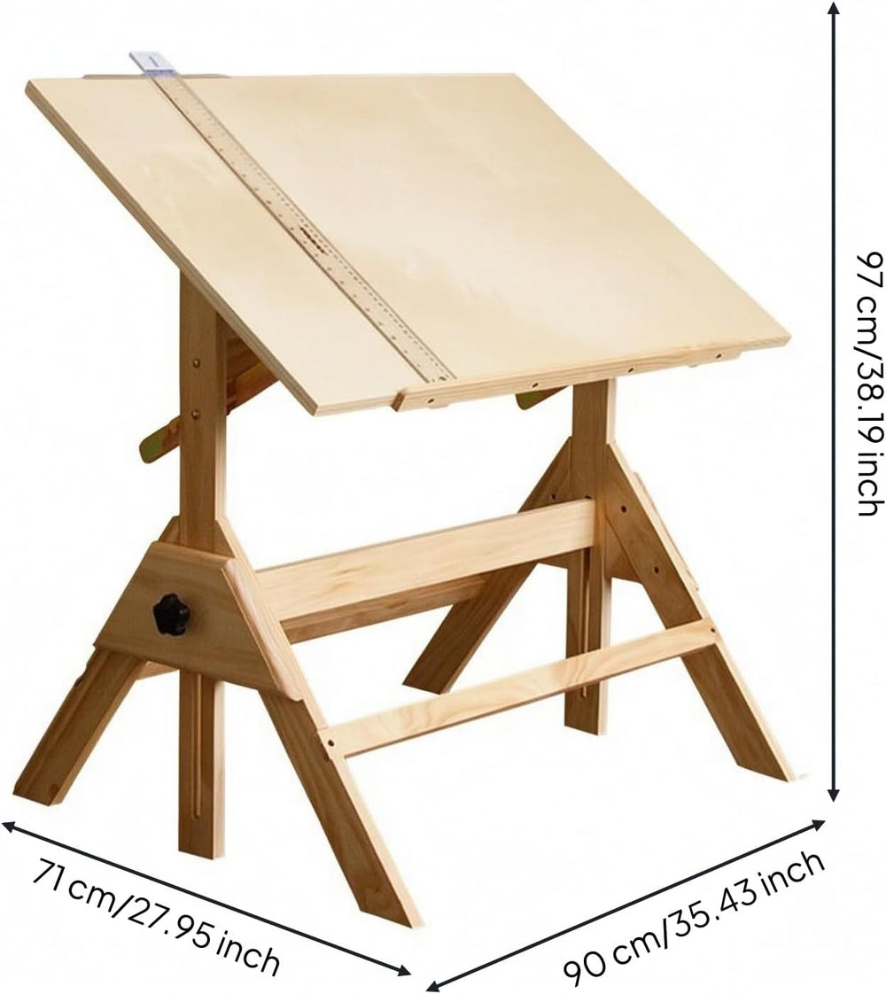 Gralara Adjustable Drafting Table Drawing Table Sketching Wood Finish Tilting...