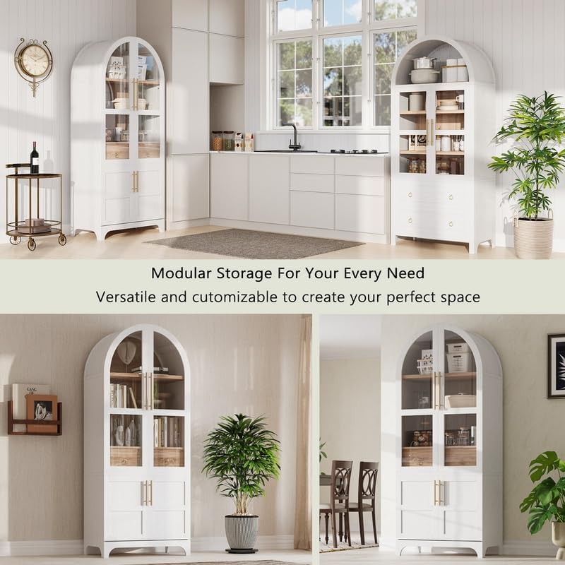 Polibi 71" Arched Pantry Cabinet with Adjustable Shelves - Farmhouse Sty...