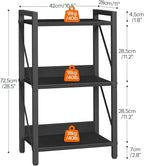 HOOBRO Bookshelf, 3-Tier Industrial Bookcase, Book Shelf Storage Organizer, Small Bookshelf with Metal Frame for Living Room, Bedroom, Home Office, Kitchen, Black BB71SJ01