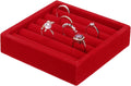 uxcell Stackable Jewelry Storage Tray, Jewelry Tray Drawer Organizer, Small Display Box for Earrings, Necklaces, Rings and Bracelets, Red