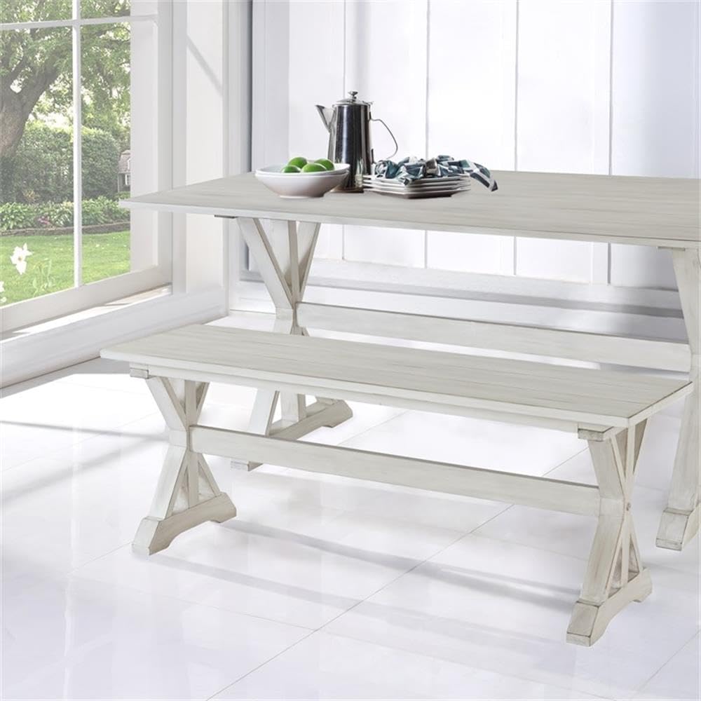 Boraam Jamestown Backless Dining Room Bench, Antique White