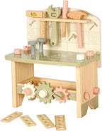 Milageto Wooden Toy Workbench Creative Wooden Tool Bench Compact Children's Tool Bench for Preschoolers
