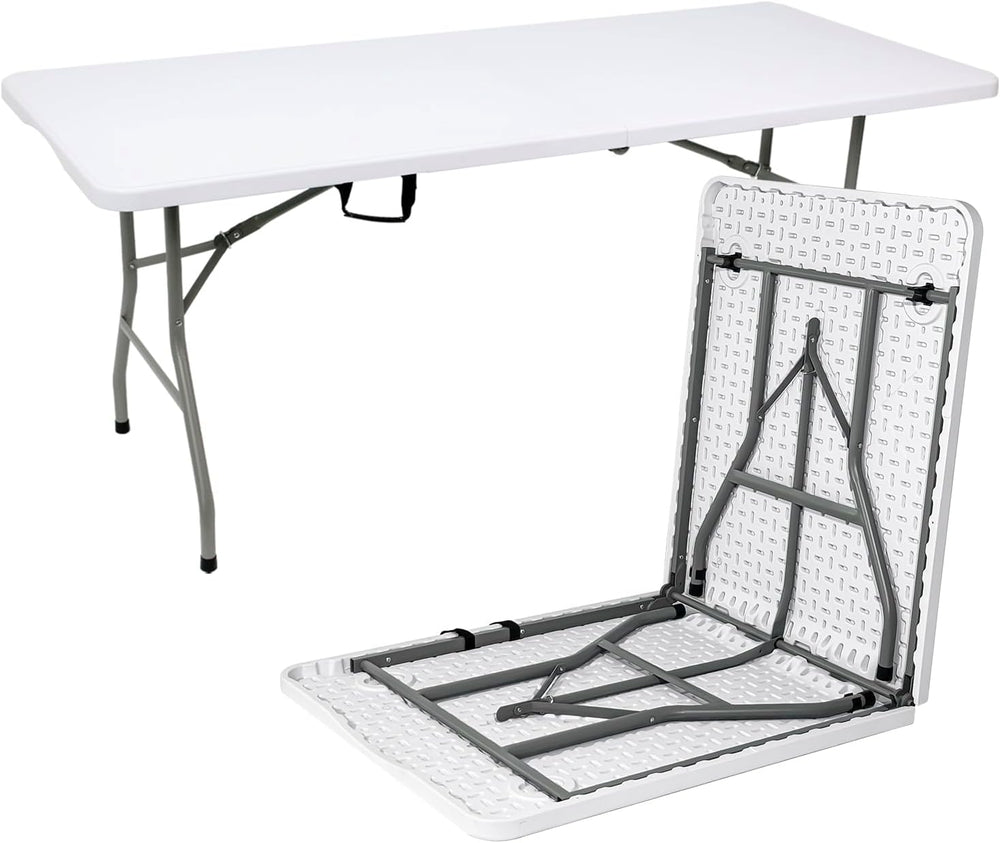 2 PCS 70.8" W X 29" D X 29" H - 6 ft White Folding Table White...