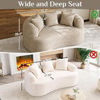 DAMAIFROM 68.5" Loveseat Sofa for Living Room, Modern Luxury Plush Chenille Extra Deep Seat Curved Cloud Floor Couch with 3 Throw Pillows for Small Spaces, No Assembly Needed, Light Brown