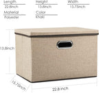 PRANDOM Extra Large Collapsible Storage Bins with Lids [3-Pack] Linen Fabric Foldable Storage Baskets Boxes Organizer Containers Cube with Cover for Bedroom Closet Office Nursery (22.8x15.75x13.8)