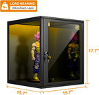 NAIZEA Display Case w/Lock, 17.7"x15.7"x15.7" LED Dustproof Show Case for Collectibles, Figure, Trophy, Display Box for Collectibles Bedroom Living Room Office Game Room,1 Pack