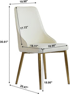 9 Piece Dining Table Chairs Set, Modern Dining Table Set of 8, Includes 59" D Marble Round Table with Beige Cylindric PU Wooden Base, 8 Beige Gold Dining Chairs for Home, Kitchen