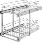 Rev-A-Shelf 2-Tier Kitchen Cabinet Pullout Shelf and Drawer Organizer Slide Out Pantry Storage Basket in Multiple Sizes, 12 x 22 In, 5WB2-1222CR-1