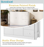 89.7'' Kitchen Island with Extendable Dining Table, Modern Storage Island with 2 Doors and 3 Drawers for Kitchen Living Room (White)
