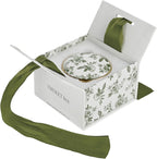 Sweet Water Decor Green Delft Round Trinket Box, Jewelry Storage for Bathroom Counter or Nightstand, Ring Holder for Bridal Shower, Wedding, or Home, Elegant Jewelry Holder & Organizer for Women