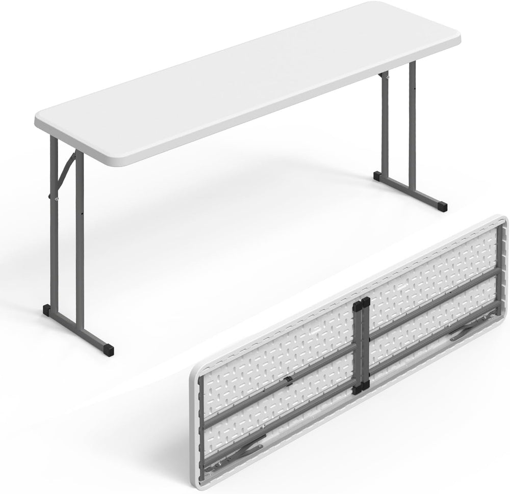 VINGLI 5 FT Narrow Folding Table,Premium Quality HDPE Material and Sturdy Met...