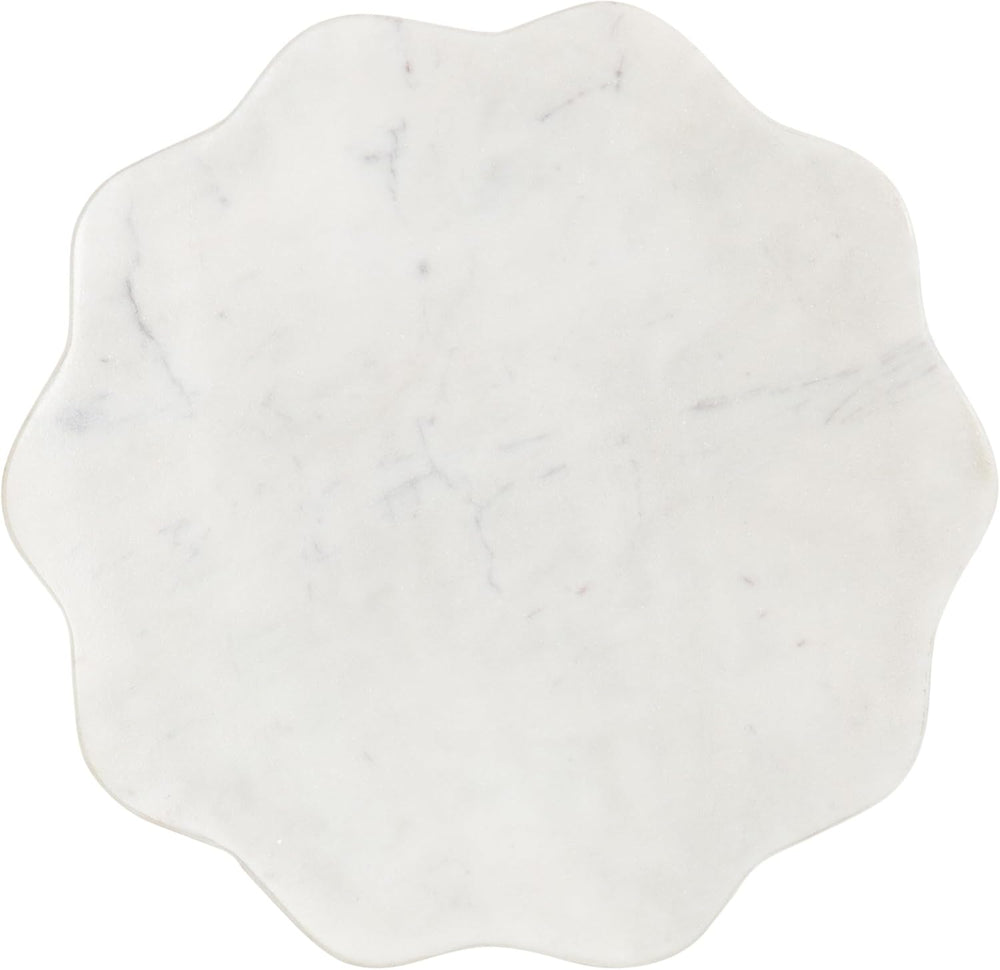 Kate and Laurel Sanzo Modern Pedestal Drink Table, 10 x 10 x 23, White Marble...