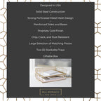 BLU MONACO Gold Mesh Paper Tray – Set of 2 Stackable Letter Trays – Durable Metal Desk Organizer for Home, Office & School – Stylish Document Holder, File Storage, and Workspace Organizer
