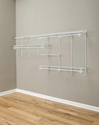 ClosetMaid ShelfTrack Wire Closet Organizer System, Adjustable from 7 to 10 Ft., With Shelves, Clothes Rods, Hardware, Durable Steel, White
