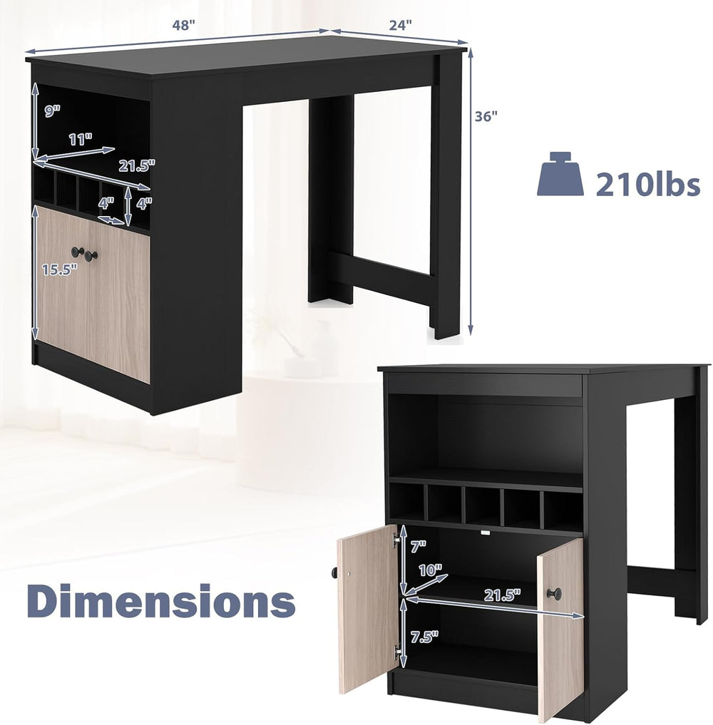 Giantex 48" Dining Table, Counter Height Bar Table with Storage Cabinet,...