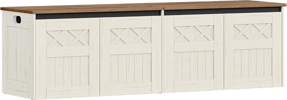 Hzuaneri 59" Farmhouse Storage Chest and Bench | 70 Gal | 330lb Seat