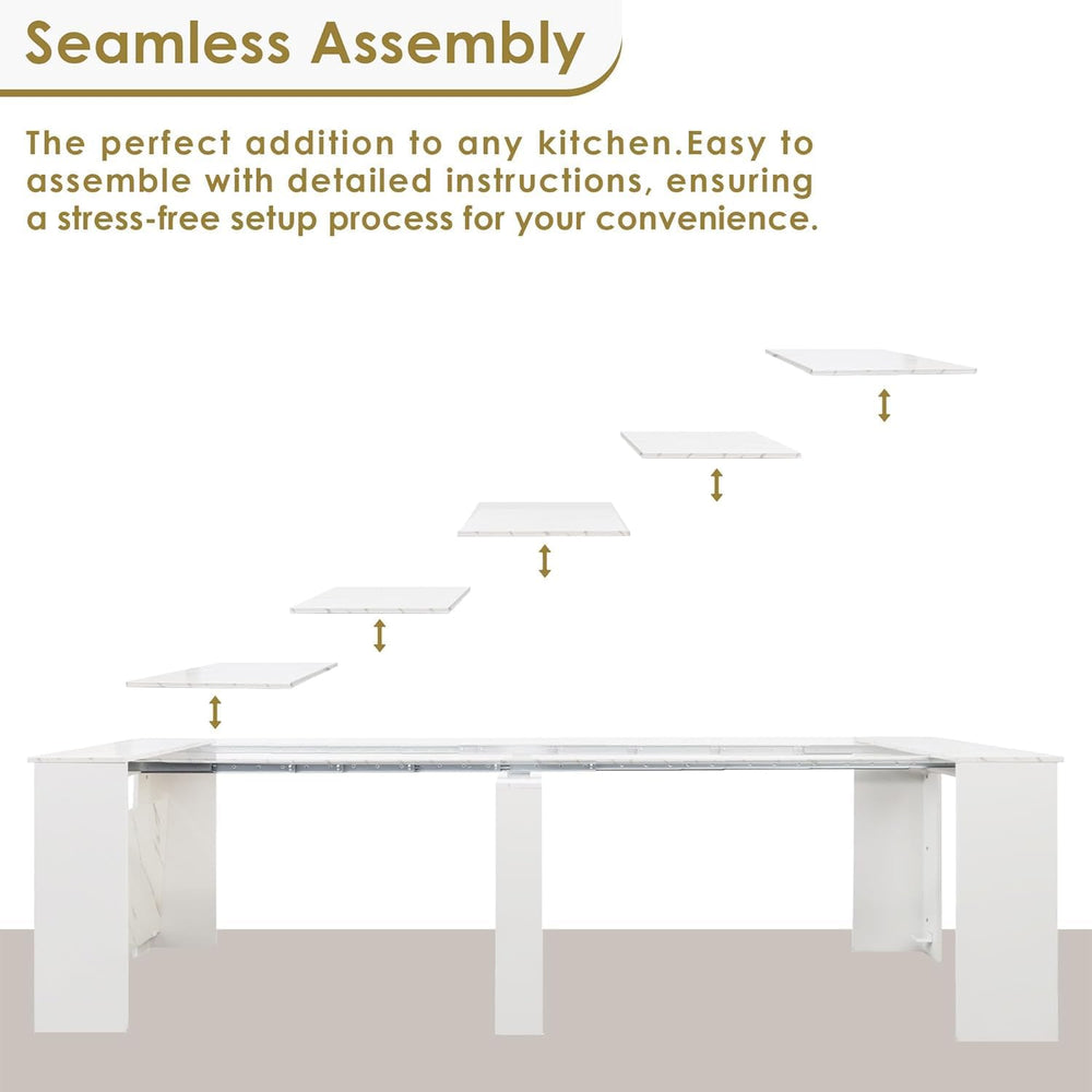 Extendable Dining Table, Transformer Console Table for 1-12 People, Folding S...
