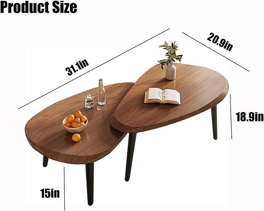 Nesting Coffee Tables Set of 2, Mid Century Modern Center Table,Wood Table to...