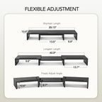 AMERIERGO Dual Monitor Stand Riser for 2 Monitors, Monitor Stand for Desk, Adjustable Computer Monitor Stand with 2 Slot, Multifunctional Desktop Organizer Stand for Laptop, PC, Computer, Printer