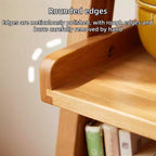 4-Tier Solid Wood Ladder Shelf, Space-Saving Leaning Bookshelf | Modern Multifunctional Storage Shelves for Living Room, Bedroom and Home Office Organization(Natural,44cm/17.3in)