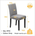FDW Dining Chairs Set of 4,Dining Room Chairs Kitchen Chairs Elegant Design Modern Fabric Upholstered Dining Chairs,Fabric Grey
