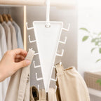 V Shaped Double-Sided Closet Organizer Hanger, 360° Rotating Multi-Layer Vertical Clothes Storage Rack with 12 Hooks, Space Saving Organizer for Hats, Scarves, Belts, Bags and Ties (8PC)