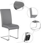 Yaheetech Dining Chairs Set of 6 Modern Faux Leather Upholstered Dining Room Chairs with High Back and Metal Chrome Legs for Kitchen/Living Room/Restaurant, Light Gray