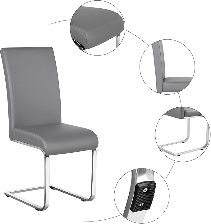 Yaheetech Dining Chairs Set of 2 Modern Faux Leather Upholstered Dining Room ...