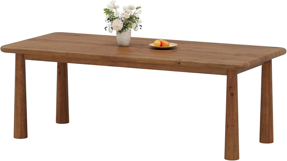 63-Inch Solid Wood Dining Table, Farmhouse Kitchen Table for 4 to 6, Rectangu...
