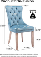 Velvet Upholstered Dining Chairs Set of 2, Modern Style Kitchen Side Chairs with Nailhead Trim and Wood Legs,Metal Pulling Ring for Dining Room Living Room(Sky Blue,Set of 2)