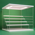NONEMEY Clear Acrylic Display Case Stand with LED Light 2/3/4/5/6 Tier Storage Box Showcase Dustproof Organizer Box for Collectibles (White 5Tier 12.4*12.2*12inch )