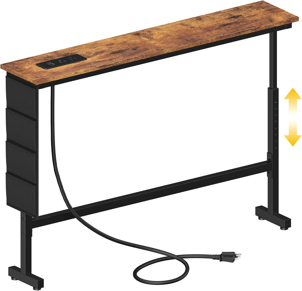 39.3"x7.9" Adjusts Height Sofa Table for Behind Couch 1 Power Outle...
