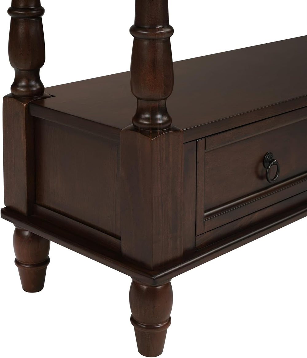 Knocbel Console Table with 6 Storage Drawers and Bottom Shelf, Vintage Sofa T...