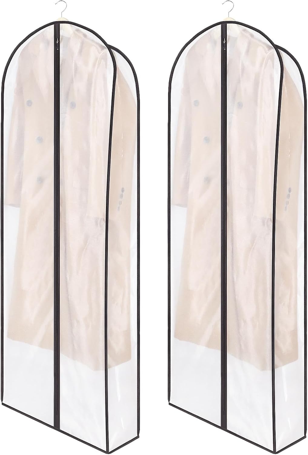 Zilink Fur Coat Storage Bags Dress Bags for Gowns Long 60 in, 2 Pack | 7 in Gussted, Wrinkle Free, Breathable, Dust Covers for Hanging Clothes for Leather Jacket Fur Coat Puffy Dress Storage