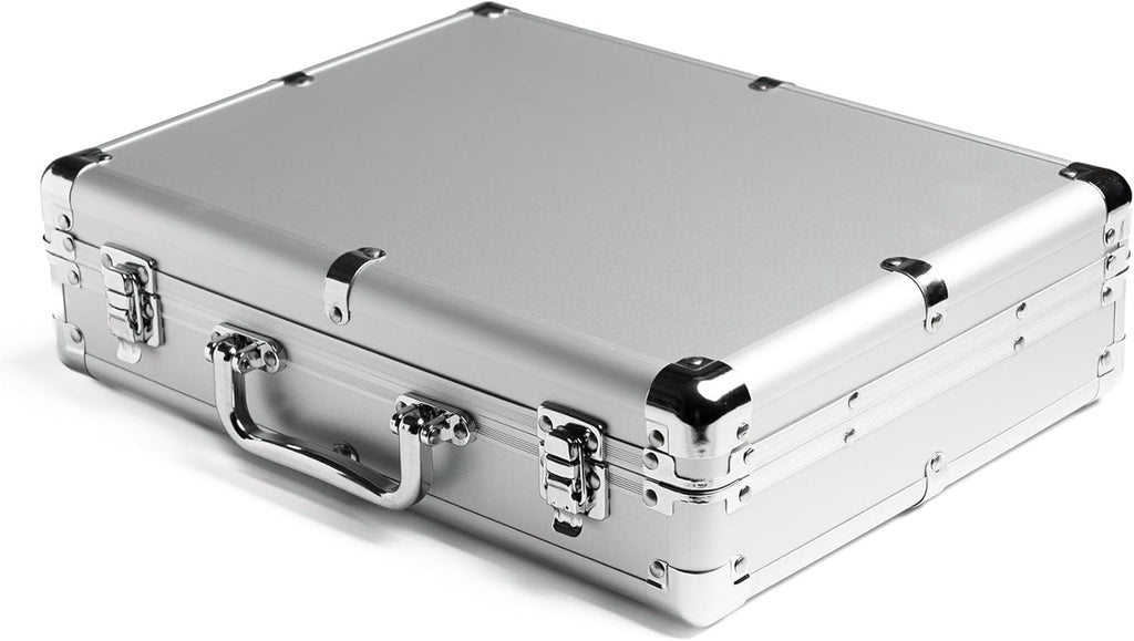 15 slots Watch organizer Case, Silver Aluminum watch storage box, hard watch travel box, padded case for watch display and organization