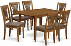 East West Furniture MLPL7-SBR-C 7 Piece Dining Room Furniture Set Consist of a Rectangle Kitchen Table with Butterfly Leaf and 6 Linen Fabric Upholstered Chairs, 36x54 Inch, Saddle Brown