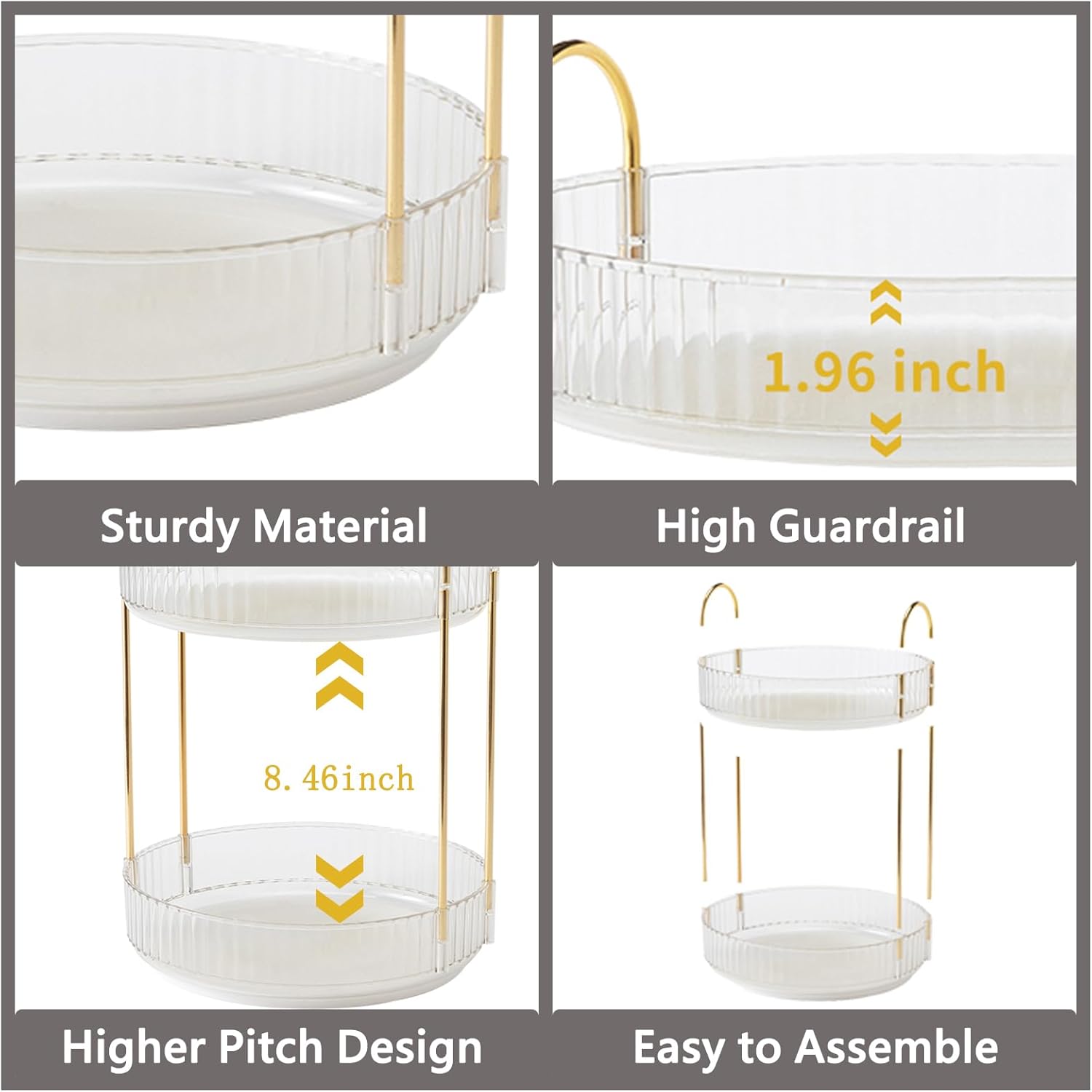 360 Rotating Makeup Organizer,2 Tier Large Capacity Make Up Organizers and Storage,Skincare Perfume Vanity Organizers,Bathroom Cosmetics Storage Organizer Countertop(Clear-2 Tier)