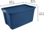 (2 Pcs) 34 Gallon Large Storage Bins with Latch Lids,Not Clear Heavy-Duty Large Totes, For Home and Garage Organization,Blue