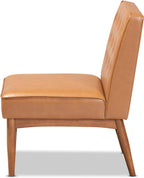 Baxton Studio Riordan Mid-Century Modern Tan Faux Leather Upholstered and Walnut Brown Finished Wood Dining Chair