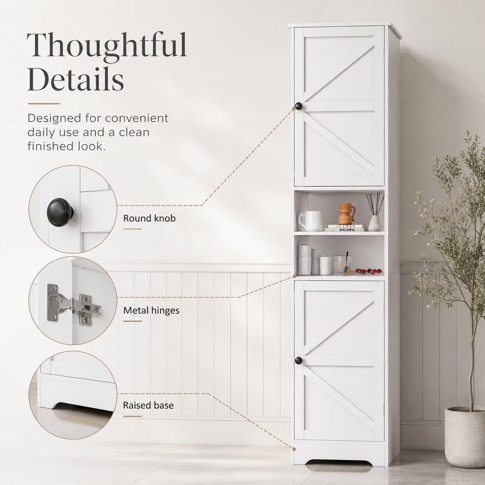 Viaozutis Tall Bathroom Storage Cabinet, Slim Freestanding Cabinet with Adjus...