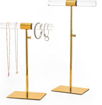 Set of 2 Acrylic Display Stand Jewelry Towers Stands Stainless Steel Adjustable Height Long Necklaces Stand Tabletop Jewelry Organizer for Home Store Boutique