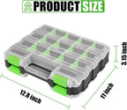 Generic Tool Box with Transparent Lid, Double Side 34-Compartments Organizer Box with Removable Dividers for Hardware, Screws, Bolts, Nails, Beads, Jewelry and Fishing Accessories, Green, 4 Packs