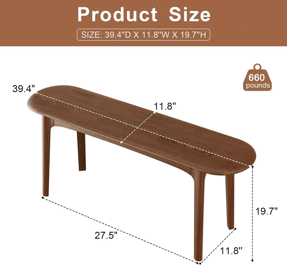 DONGMUWUEJEE 100% Solid Wood Dining Bench, Dining Table Bench for End of Bed ...