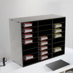 24 Compartments Literature Organizer, Desktop File Sorter Mail Center Paper Storage Cabinet Classroom Mailbox for Files Documents Papers Magazines (Black 24Slots)