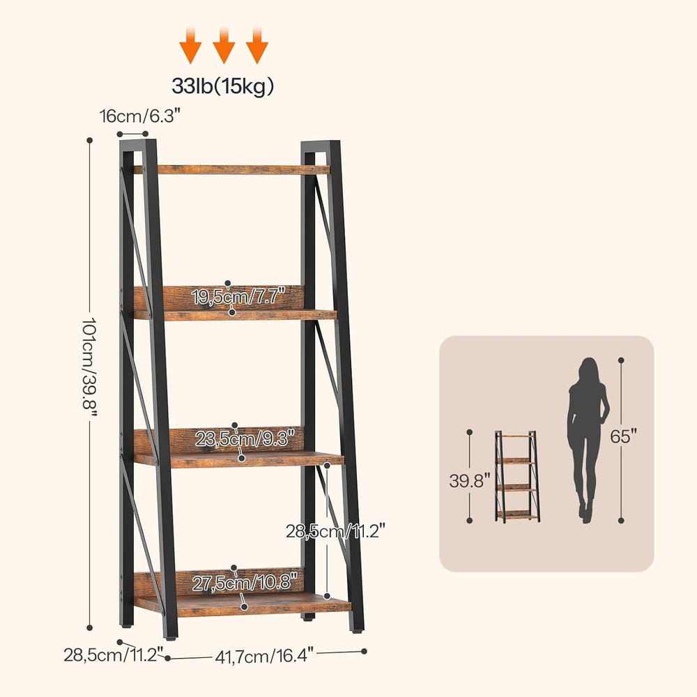 HOOBRO Ladder Shelf, 4-Tier Bookshelf, Corner Bookcase, Freestanding Storage ...